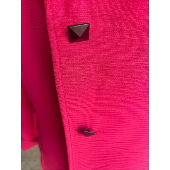 Tahari Bright Salmon Pink Black Studs Blazer Jacket Modern Size 10 - Picture 3 of 9